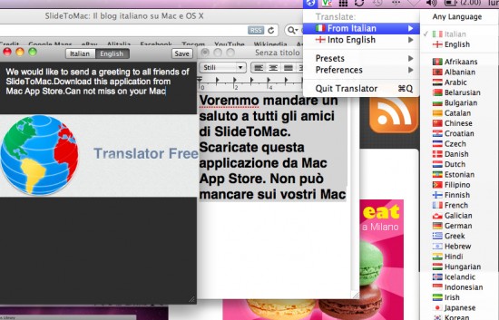 Traduci in un clic un testo in 50 lingue con Translator Free! Gratis su Mac App Store