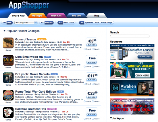 AppShopper ti informa su tutte le nuove uscite su Mac App Store