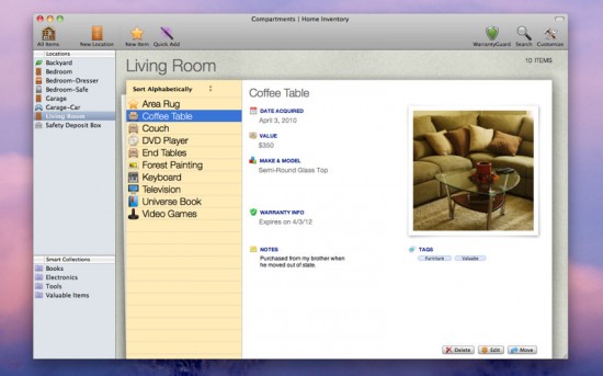 Compartments per Mac: l’inventario per tutti gli oggetti presenti in casa