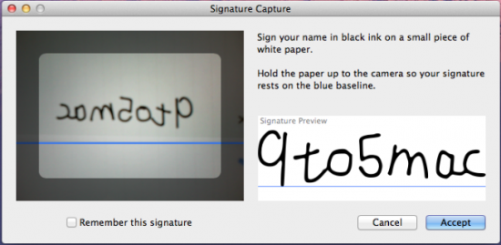 Signature Capture, la nuova funzione in Lion che ti permette di usare la tua firma dei PDF