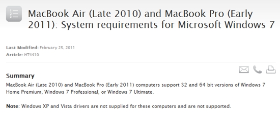 Boot Camp e nuovi MacBook Pro: compatibile solo con Windows 7