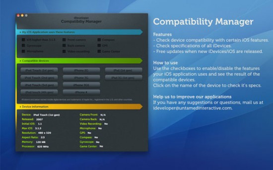 iDeveloper – Compatibility Manager, controllate se l’applicazione che state sviluppando sia compatibile con una determinata versione di iOS