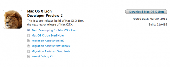 Apple rilascia due nuovi update per la preview di Mac OS X Lion