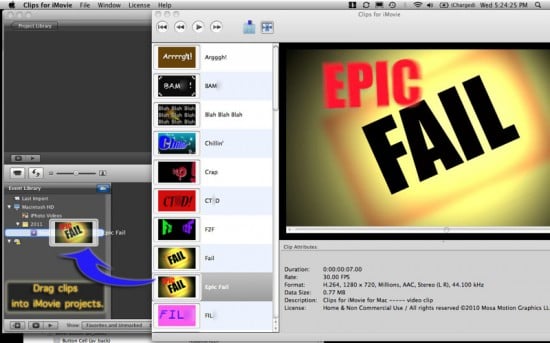 Clips for iMovie: inseriamo clip divertenti sui nostri filmati