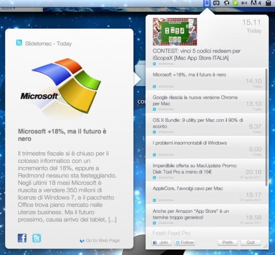 Fresh Feed Pro, l’aggregatore RSS con le notifiche in stile “Push” arriva su Mac App Store!