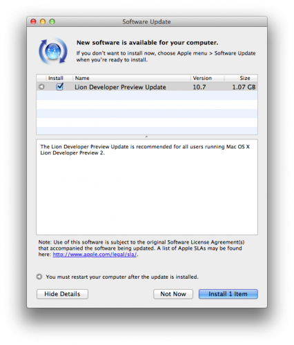 Apple rilascia Mac OS X Lion Developer Preview 3 tramite Aggiornamento Software!