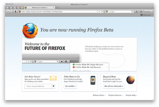 Mozilla rilascia Firefox 5.0 beta