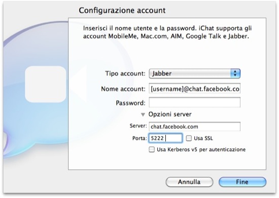 Utilizzare la chat di Facebook con iChat [Guide SlideToMac]