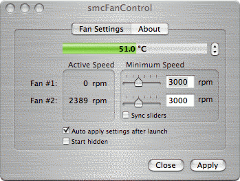 smcFanControl, monitorizza ventola e temperatura del processore