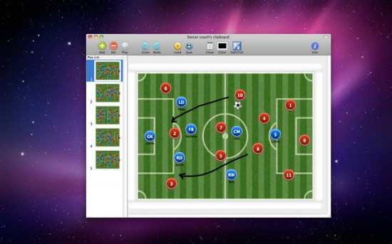 Soccer coach’s clipboard, l’applicazione per gli allenatori per creare diagrammi, dimostrazioni, moduli e schemi sul proprio Mac