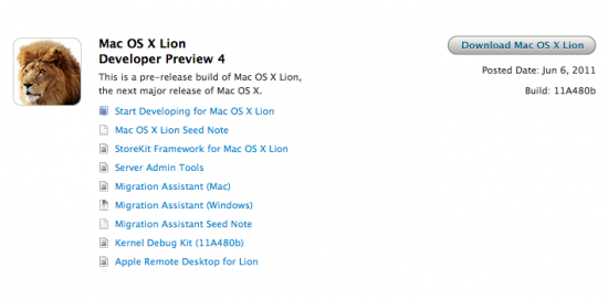 Mac OS X Lione Preview 4 per sviluppatori disponibile su App Store