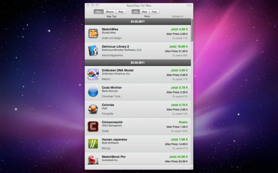 AppyDays, un’ottima utility per scoprire le applicazioni in offerta sul Mac App Store e su App Store