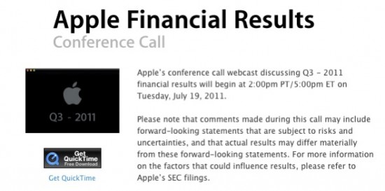 Promemoria: questa sera Apple presenta i dati fiscali del Q3 2011