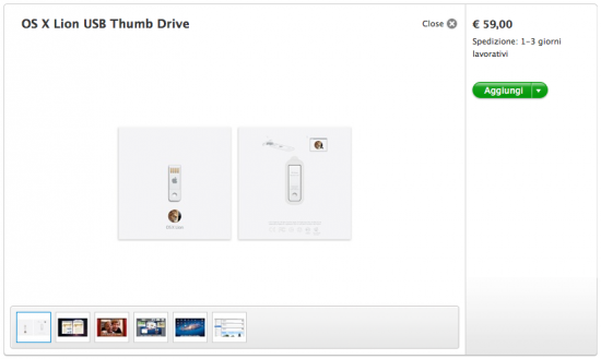 Le chiavette USB di installazione/ripristino di OX Lion sbarcano sull’Apple Store