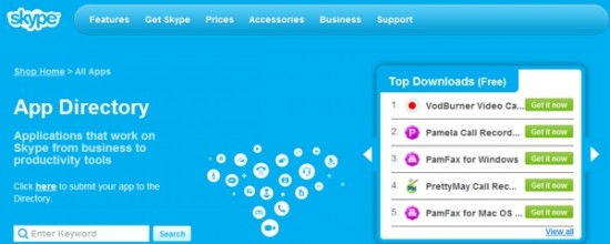 “App Directory”: anche Skype apre il suo App Store