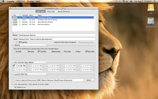 Cronette, un ottimo software per programmare una serie di operazioni da far eseguire automaticamente al vostro Mac