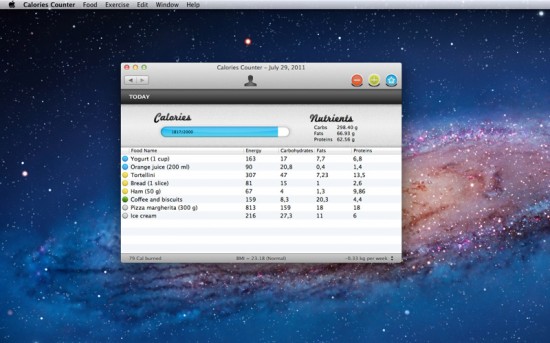 Calories Counter, il conta calorie sul tuo Mac