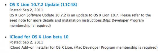 Nuova bulid di Mac OS X Lion 10.7.2 (11C48) rilasciata agli sviluppatori con la versione beta-10 di iCloud