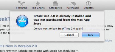 Il Mac App Store ti avvisa se hai già installato un’app, anche se non acquistata dallo store Apple
