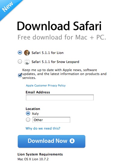 Disponibile Safari 5.1.1 per Lion