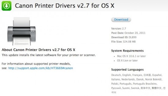 Apple: aggiornati i driver delle stampanti Canon e FujiXerox