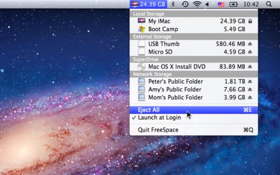 FreeSpace, visualizza in modo immediato lo spazio libero su tutte le unità connesse al tuo Mac
