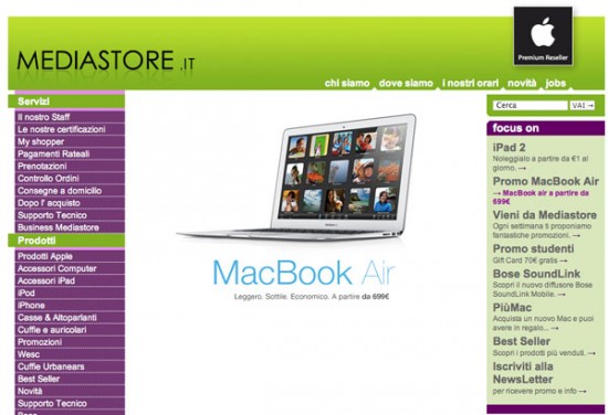 Presso i negozi Mediastore è possibile acquistare MacBook Air a partire da 699€!