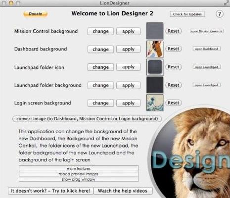 Lion Designer – cambiare gli sfondi di Mission Control, Launchpad e schermata di Login
