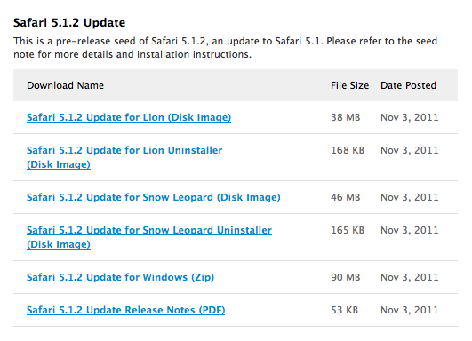 Safari 5.1.2 beta inviato agli sviluppatori