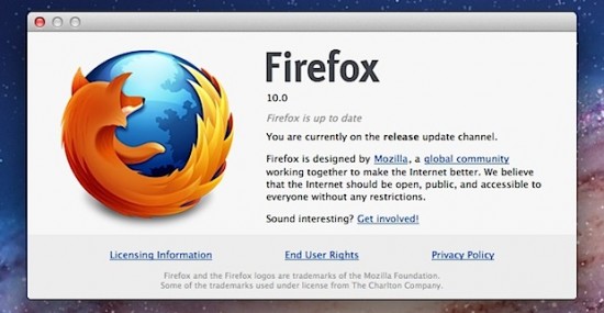 Rilasciato ufficialmente Firefox 10 per Mac