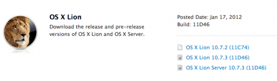 Apple rilascia OS X 10.7.3 build 11D46 per gli sviluppatori