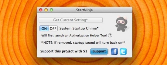 Disabilitare il suono di avvio del Mac con OS X Lion mediante StartNinja