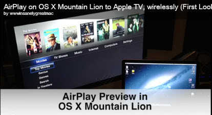 Mountain Lion in azione con il Mirroring AirPlay in un filmato non ufficiale