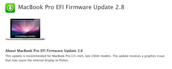 Apple rilascia un nuovo aggiornamento EFI del firmware dei MacBook Pro