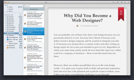 Caffeinated: un altro lettore di feed RSS