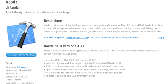 Apple pubblica l’aggiornamento per Xcode