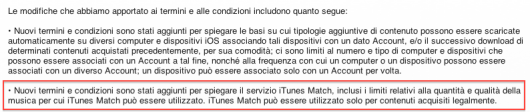 Apple annuncia l’arrivo in Italia di iTunes Match attraverso l’aggiornamento dei Termini e delle Condizioni!