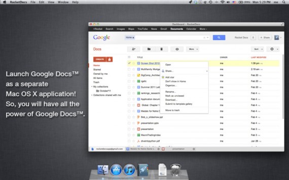 RocketDocs: il client Mac per GoogleDocs