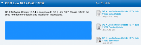 Apple ha inviato la build 11E52 di OS X 10.7.4 agli sviluppatori