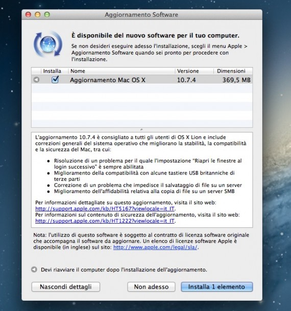 Apple rilascia Mac OS X 10.7.4!