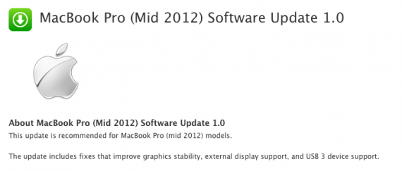 Apple rilascia un aggiornamento software per i MacBook Pro (Mid 2012)