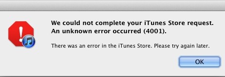 Errore 4001 in iTunes Match? Ecco come risolvere…