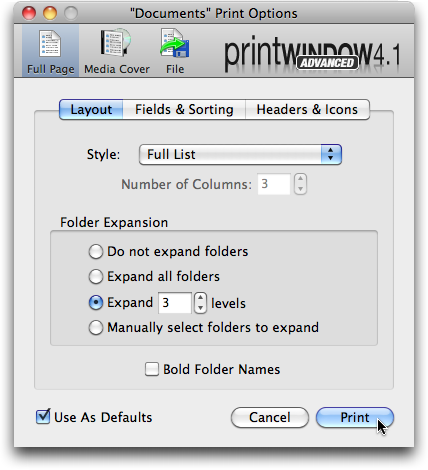 Stampare l’elenco di file e cartelle con PrintWindow