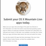 Apple invita gli sviluppatori ad inviare le proprie applicazioni per OS X Mountain Lion per l’approvazione su App Store