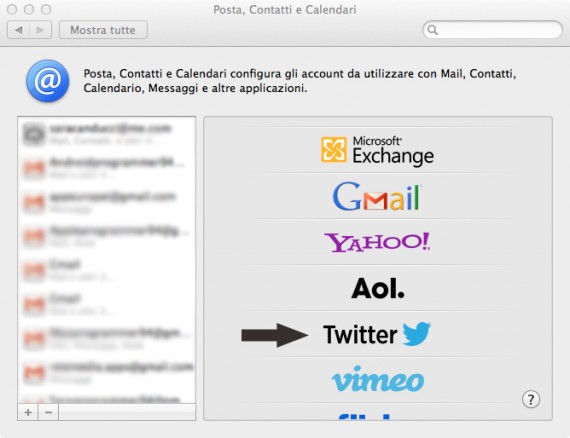 Come attivare l’integrazione di Twitter su Mountain Lion