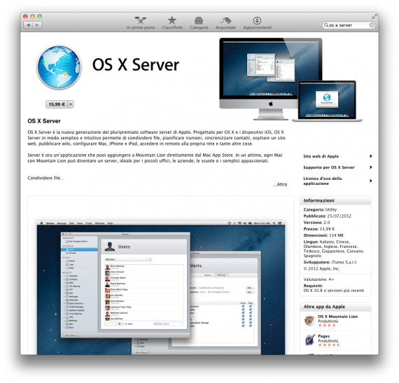 Mountain Lion Server: acquisto e installazione