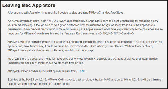 MPlayerX abbandona il Mac App Store: una vittoria in virtù della sicurezza o eccessivo rigorismo?