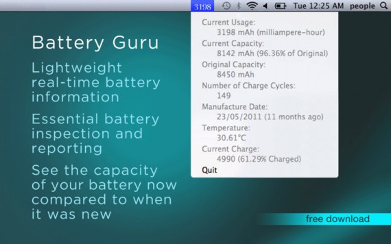 Battery Guru: varie informazioni riguardanti la batteria del tuo Mac