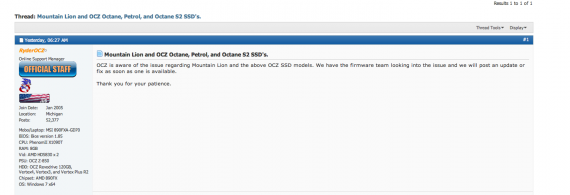 Problemi con i dischi SSD della OCZ e Mountain Lion