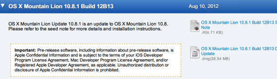 Apple invia la prima beta di OS X 10.8.1 agli sviluppatori